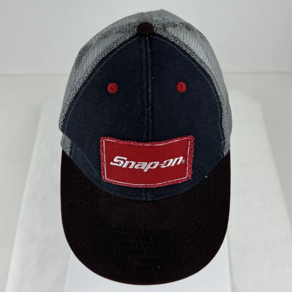 Snap-On Trucker Hat Patch Logo Mesh Gray Red Adjustable Hook Loop Cap OSFA - Picture 5 of 10